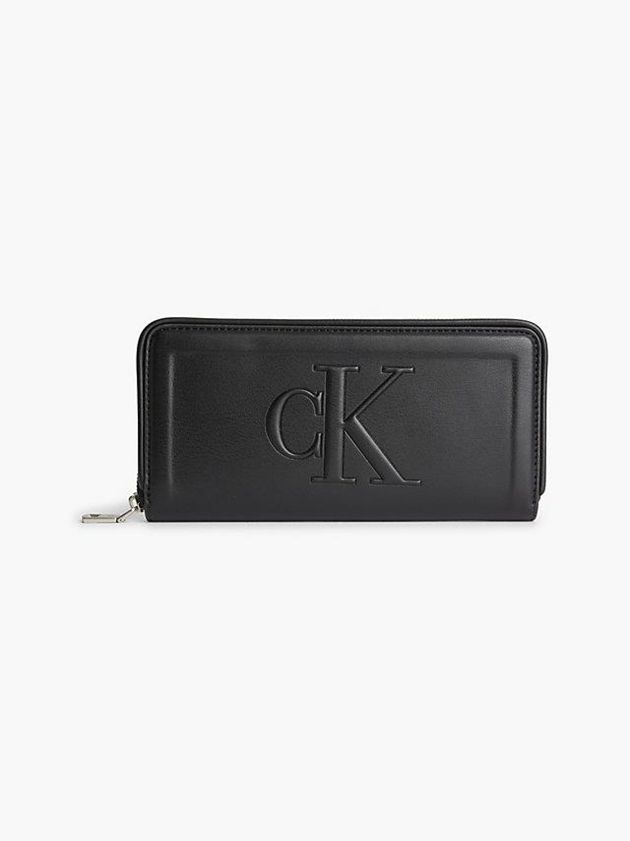Black Calvin Klein Zip Around Women Wallet | ENWY-06732