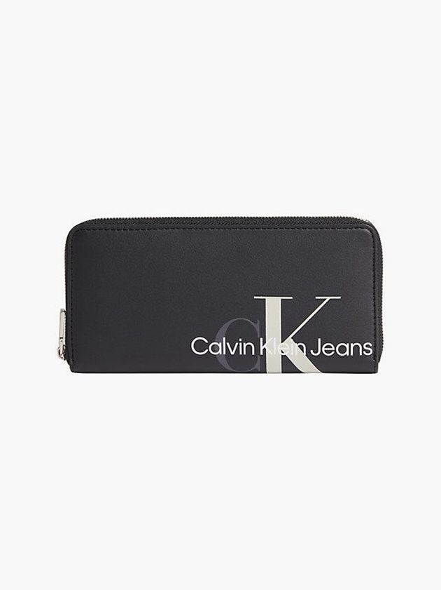 Black Calvin Klein Zip Around Women Wallet | HCUZ-27891