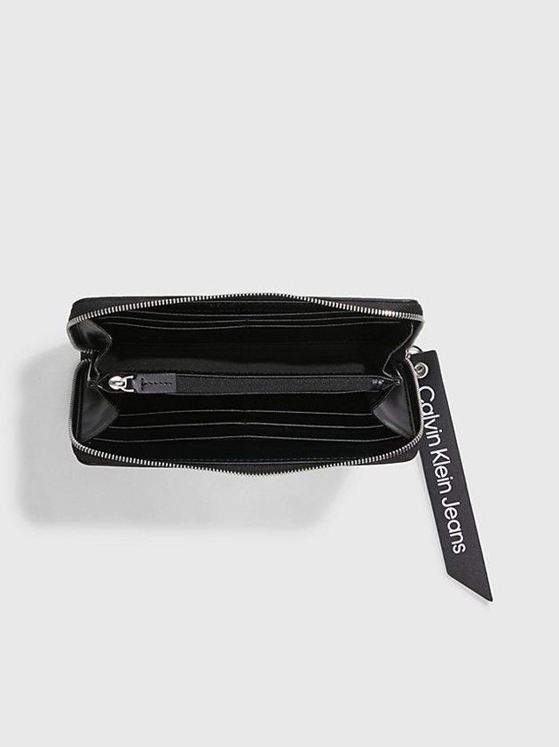 Black Calvin Klein Zip Around Women Wallet | FOQC-73862