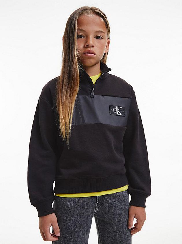 Black Calvin Klein Zip Boys\'s Sweatshirt | QORI-01485