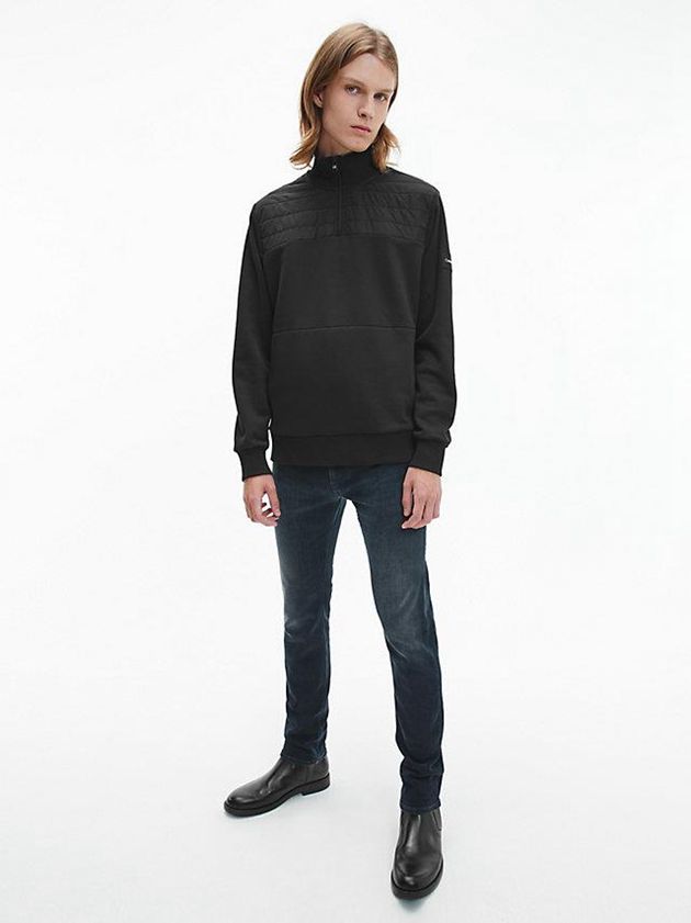 Black Calvin Klein Zip Neck Cardigan Men Sweater | RPYG-67213