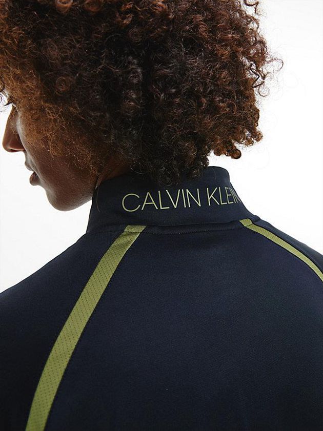 Black Calvin Klein Zip Neck Gym Men T-Shirt | NWLG-54603