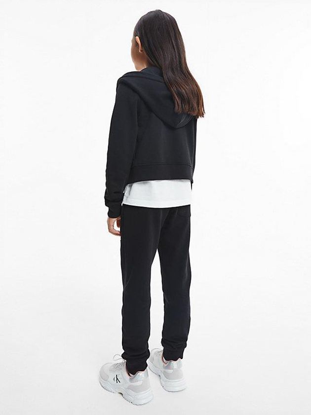 Black Calvin Klein Zip Up Girls's Hoodie | DXGJ-15478