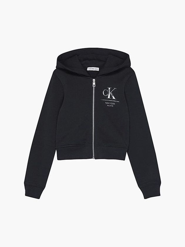 Black Calvin Klein Zip Up Girls's Hoodie | DXGJ-15478