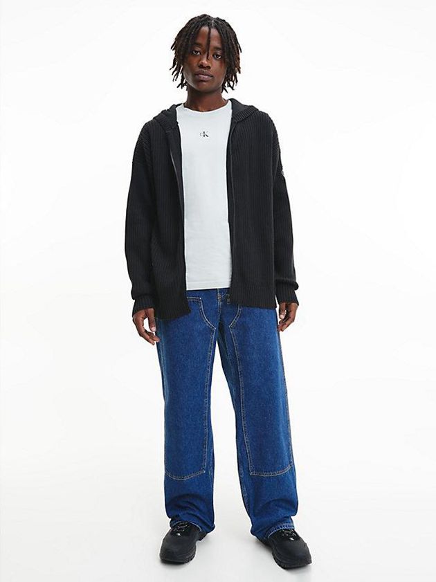 Black Calvin Klein Zip Up Hooded Cardigan Men Sweater | VKCD-91452