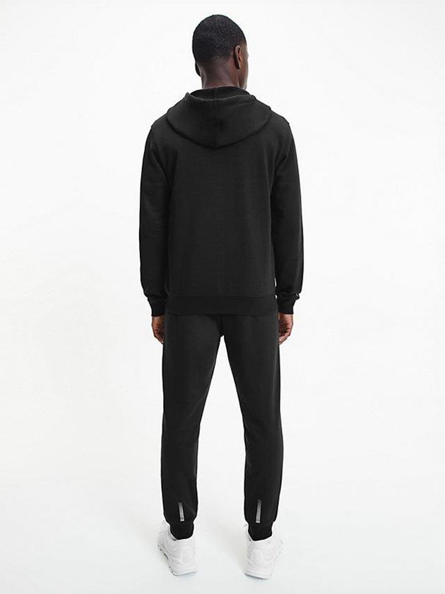 Black Calvin Klein Zip Up Logo Men Hoodie | GQZH-51923