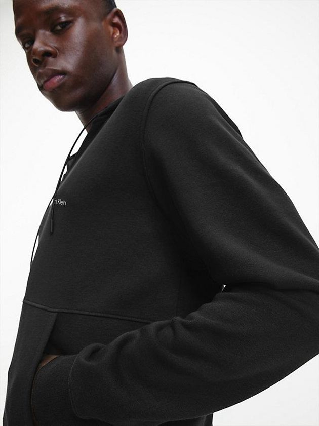Black Calvin Klein Zip Up Logo Men Hoodie | GQZH-51923