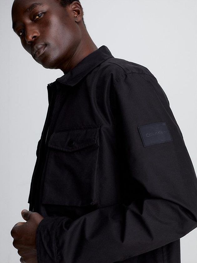 Black Calvin Klein Zip Up Shirt Men Jacket | POZT-49537