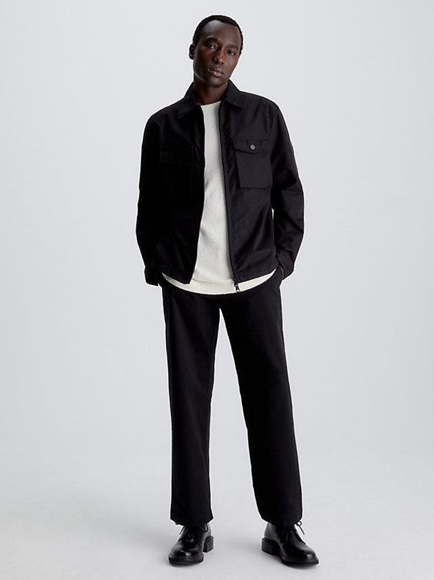 Black Calvin Klein Zip Up Shirt Men Jacket | POZT-49537