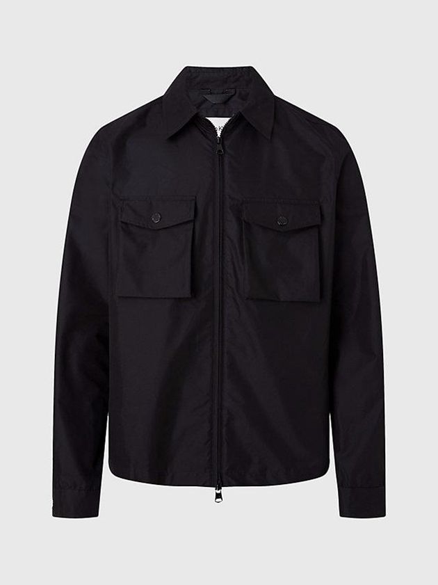 Black Calvin Klein Zip Up Shirt Men Jacket | POZT-49537