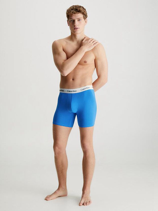 Blue Calvin Klein 3 Pack Boxer - Cotton Stretch Men Briefs | UJDM-47295