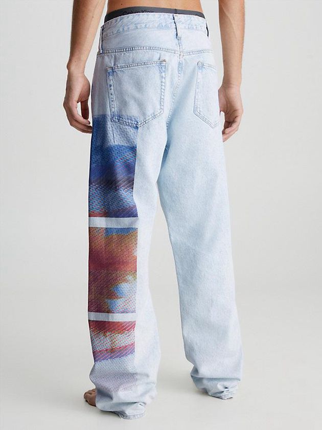 Blue Calvin Klein 90's Straight Printed Men Jeans | VLOG-43165
