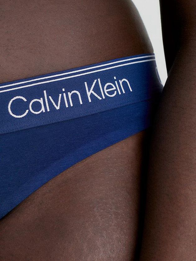 Blue Calvin Klein Athletic Cotton Women Thong | XABV-57836