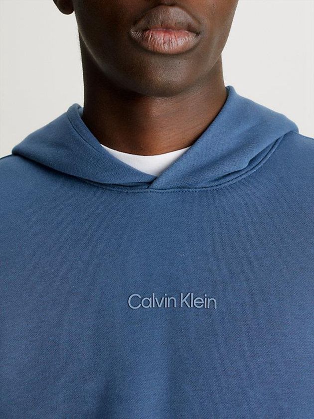 Blue Calvin Klein Cotton Terry Men Hoodie | JTYA-62409
