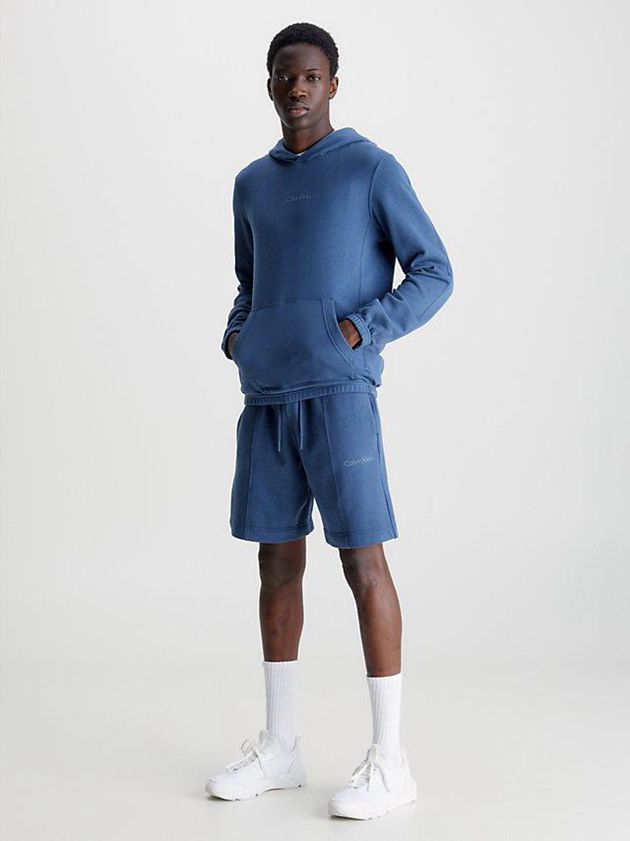 Blue Calvin Klein Cotton Terry Men Hoodie | JTYA-62409