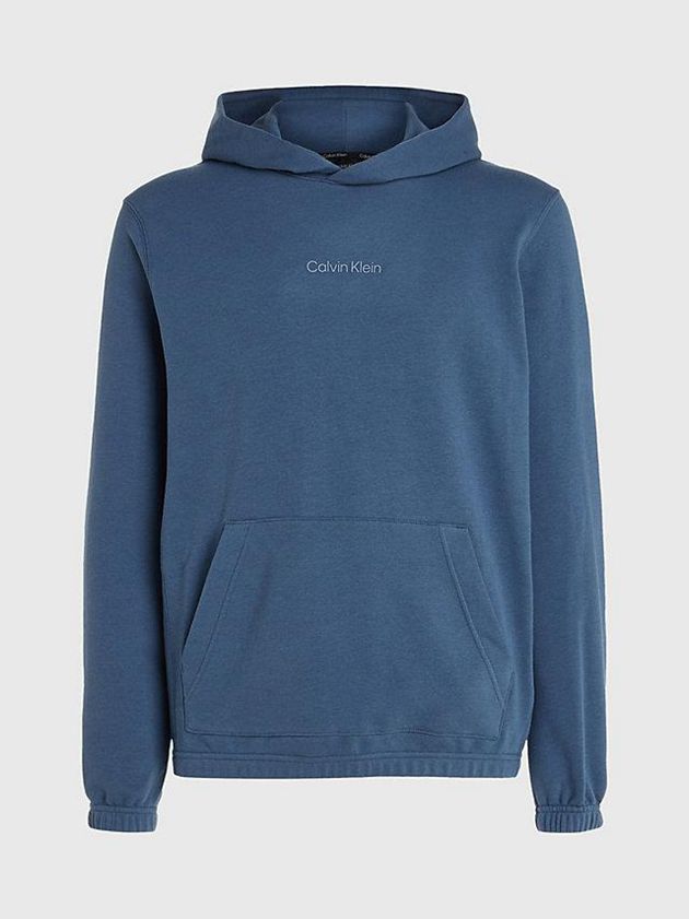 Blue Calvin Klein Cotton Terry Men Hoodie | JTYA-62409