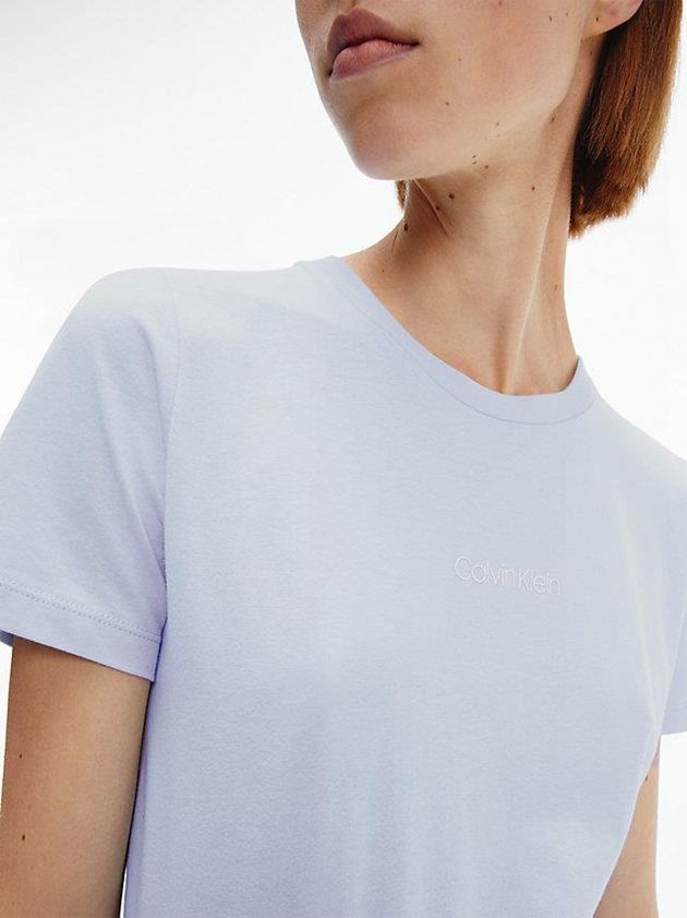 Blue Calvin Klein Cotton Women T-Shirt | SZML-08542