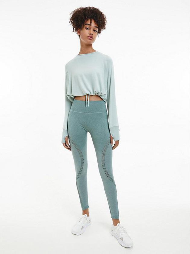 Blue Calvin Klein Cowl Back Gym Women Top | BWAN-24308