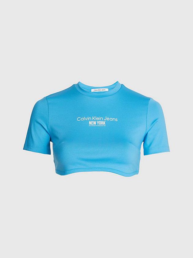 Blue Calvin Klein Cropped Bustier Women T-Shirt | MYWS-52034