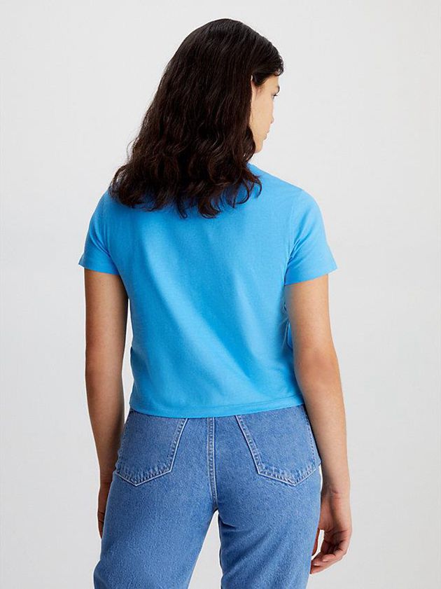 Blue Calvin Klein Cropped Logo Women T-Shirt | HCDQ-46937