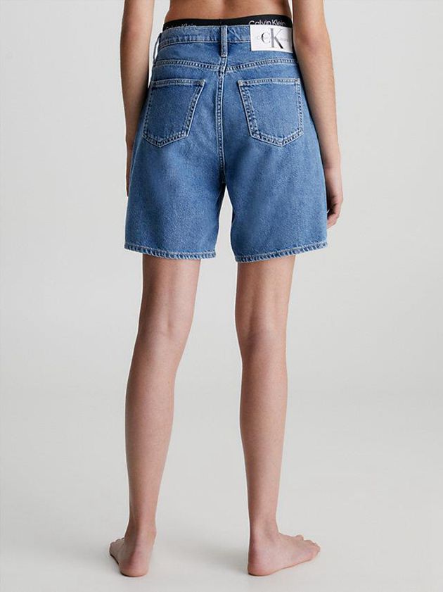 Blue Calvin Klein Denim Bermuda Mom Women Shorts | UHAY-49825