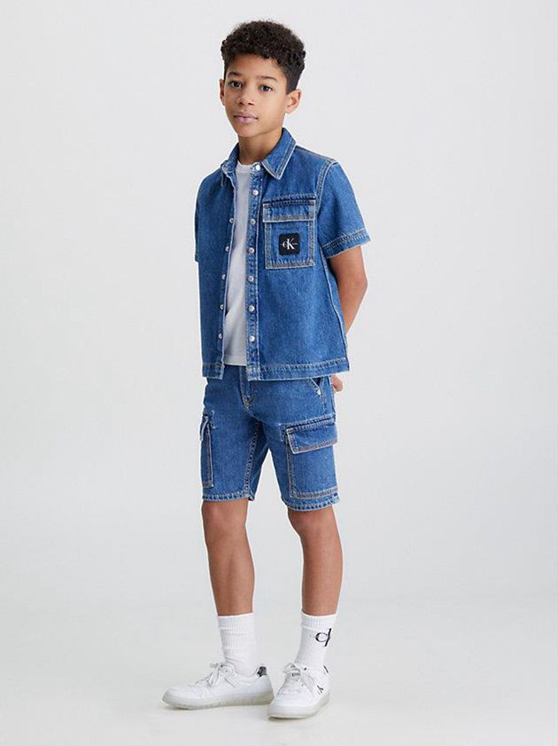 Blue Calvin Klein Denim Cargo Boys's Shorts | RTSY-67014
