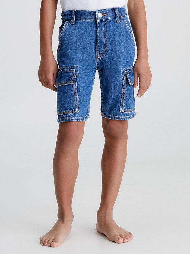 Blue Calvin Klein Denim Cargo Boys\'s Shorts | RTSY-67014