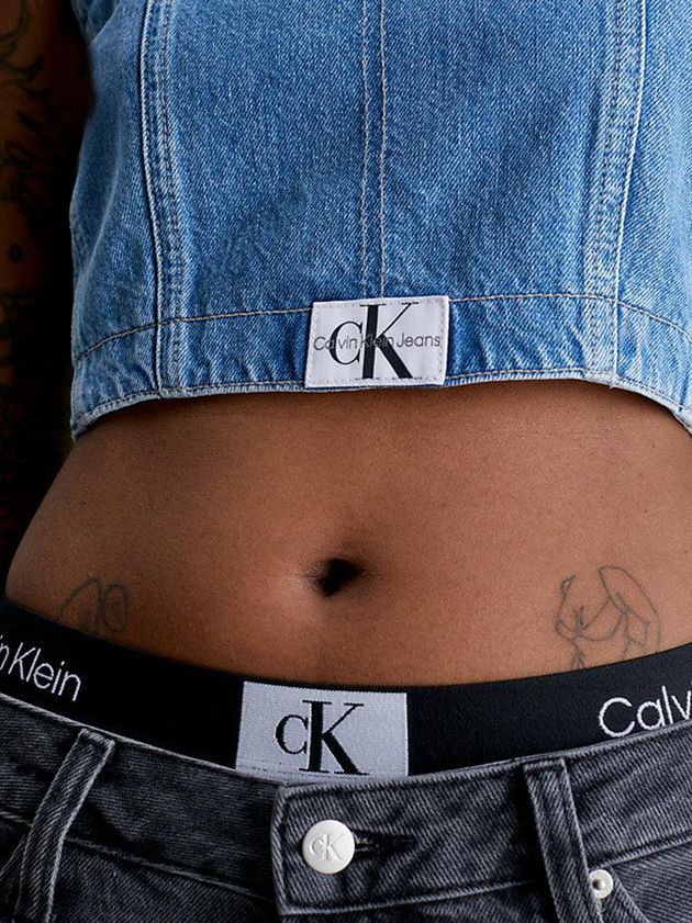 Blue Calvin Klein Denim Corset Women Top | QLWE-50379