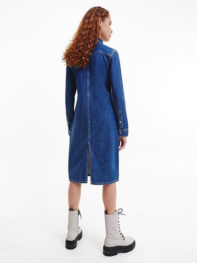 Blue Calvin Klein Denim Midi Shirt Women Dress | AGZF-42736