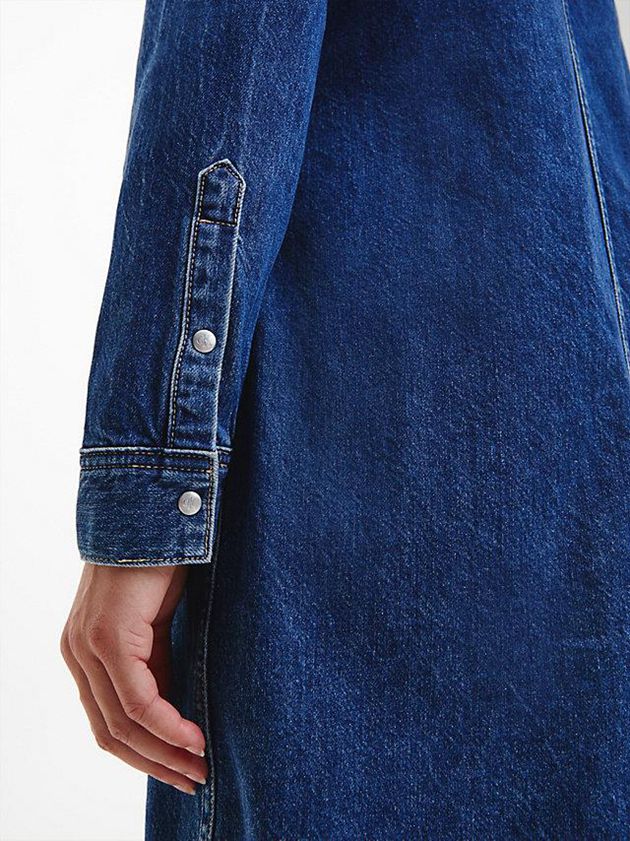 Blue Calvin Klein Denim Midi Shirt Women Dress | AGZF-42736