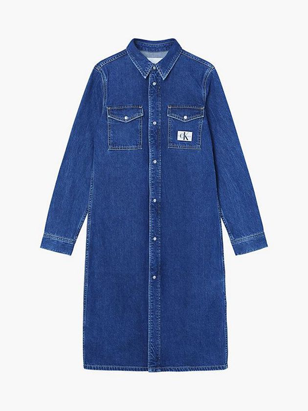 Blue Calvin Klein Denim Midi Shirt Women Dress | AGZF-42736