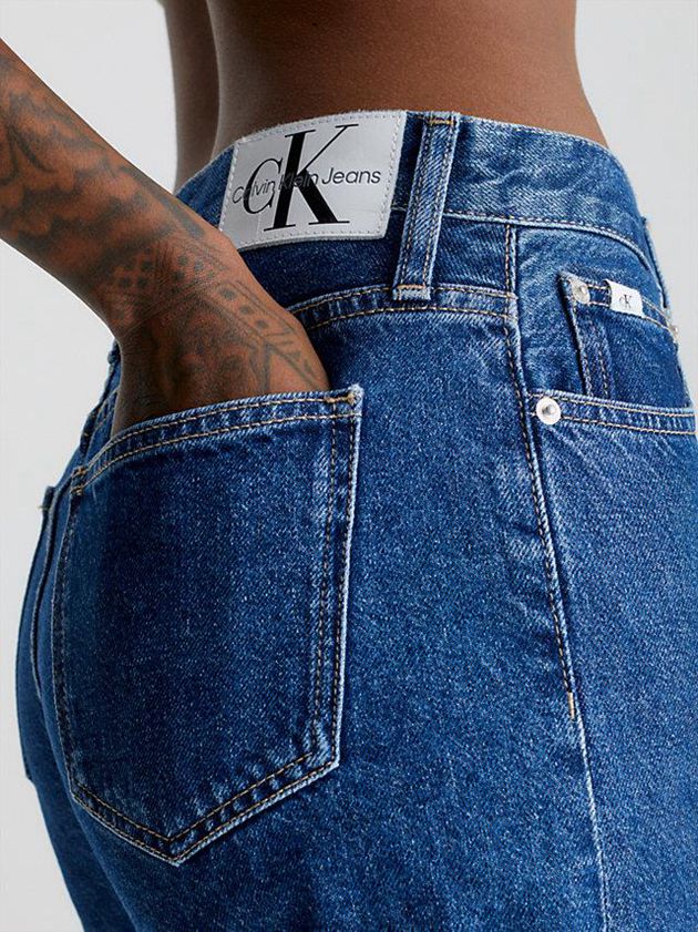 Blue Calvin Klein Denim Mom Women Shorts | FWIY-48627