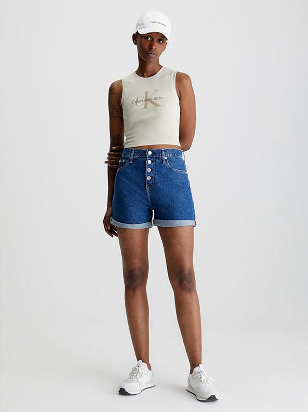 Blue Calvin Klein Denim Mom Women Shorts | FWIY-48627
