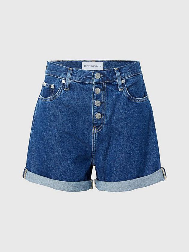 Blue Calvin Klein Denim Mom Women Shorts | FWIY-48627