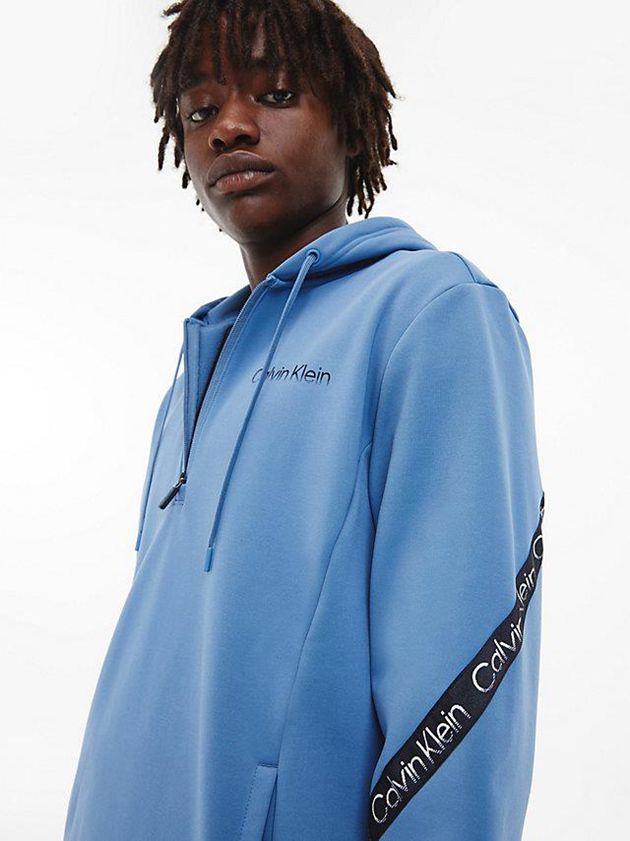 Blue Calvin Klein Fleece Men Hoodie | ARIE-72034