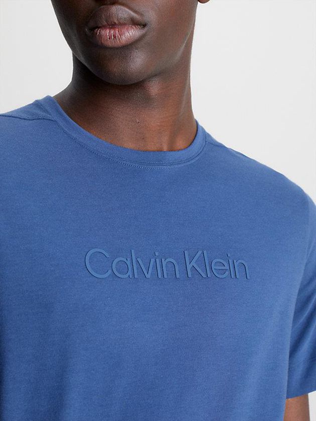 Blue Calvin Klein Gym Men T-Shirt | KFJW-81532