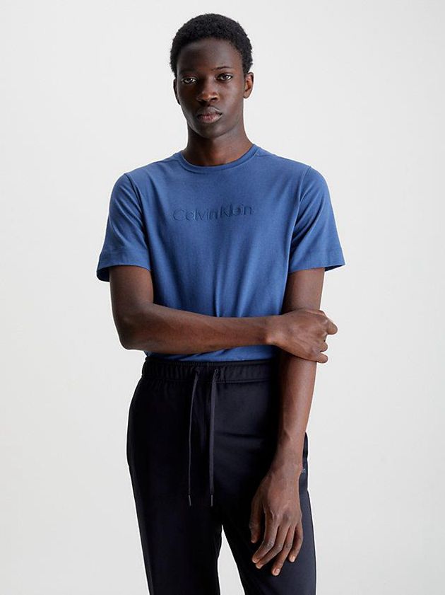 Blue Calvin Klein Gym Men T-Shirt | KFJW-81532