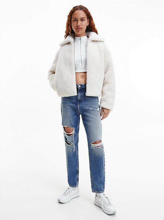 Blue Calvin Klein High Rise Mom Women Jeans | UQGI-51378