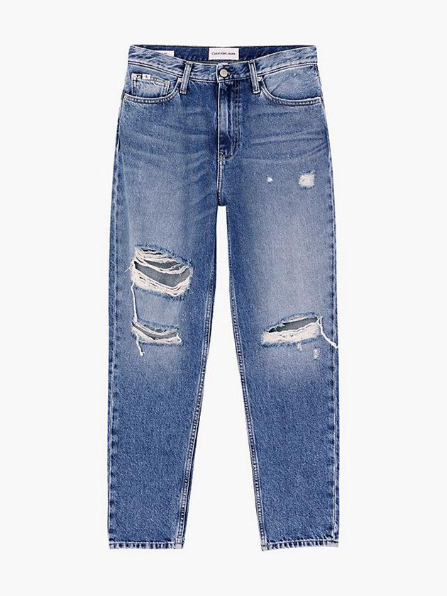 Blue Calvin Klein High Rise Mom Women Jeans | UQGI-51378