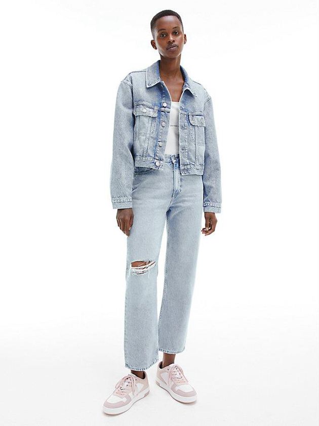 Blue Calvin Klein High Rise Straight Ankle Women Jeans | DOAU-73801