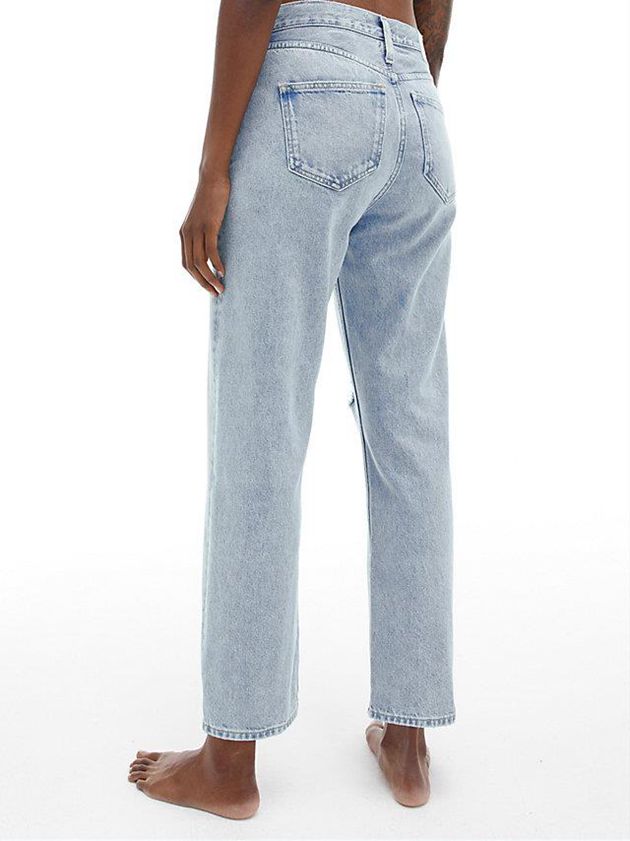 Blue Calvin Klein High Rise Straight Ankle Women Jeans | DOAU-73801
