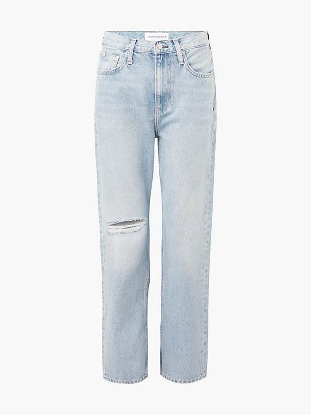 Blue Calvin Klein High Rise Straight Ankle Women Jeans | DOAU-73801
