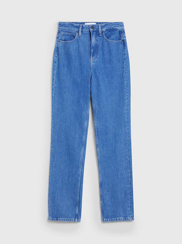 Blue Calvin Klein High Rise Straight Ankle Women Jeans | KJMU-79504
