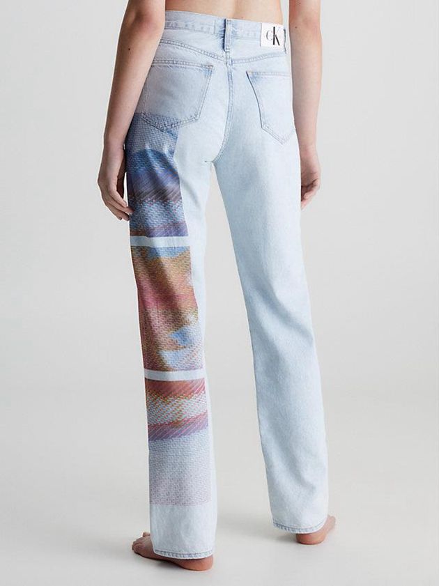 Blue Calvin Klein High Rise Straight Printed Women Jeans | TYKN-42859