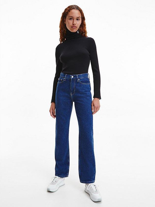 Blue Calvin Klein High Rise Straight Women Jeans | PZOY-70213