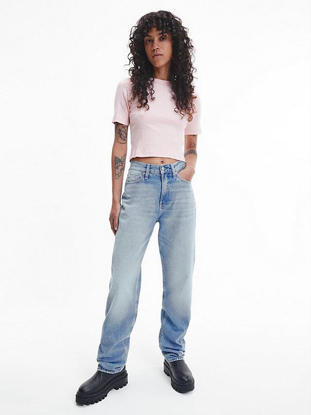 Blue Calvin Klein High Rise Straight Women Jeans | NHLQ-64523