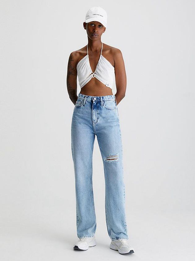 Blue Calvin Klein High Rise Straight Women Jeans | PJKQ-85160