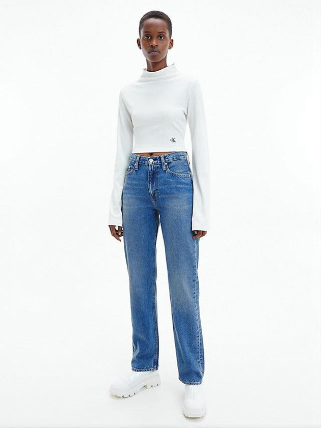 Blue Calvin Klein High Rise Straight Women Jeans | ANDR-27089
