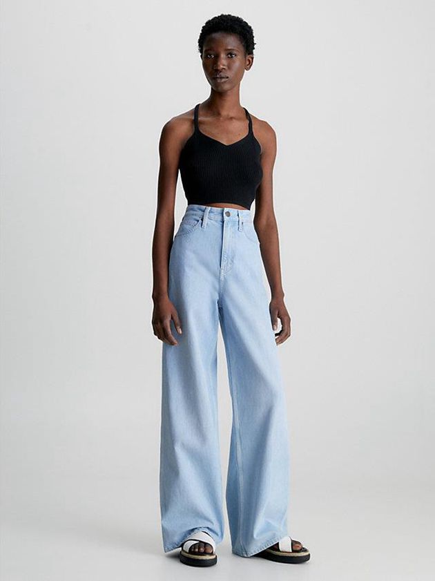 Blue Calvin Klein High Rise Wide Leg Women Jeans | CNVI-97582