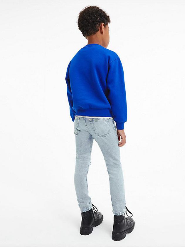 Blue Calvin Klein Logo Boys's Sweatshirt | XBRS-87059